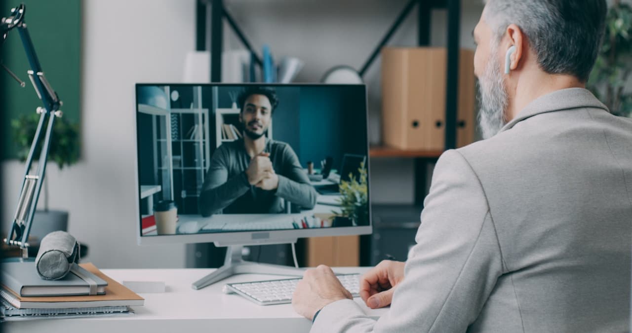 Professional conducting a video interview